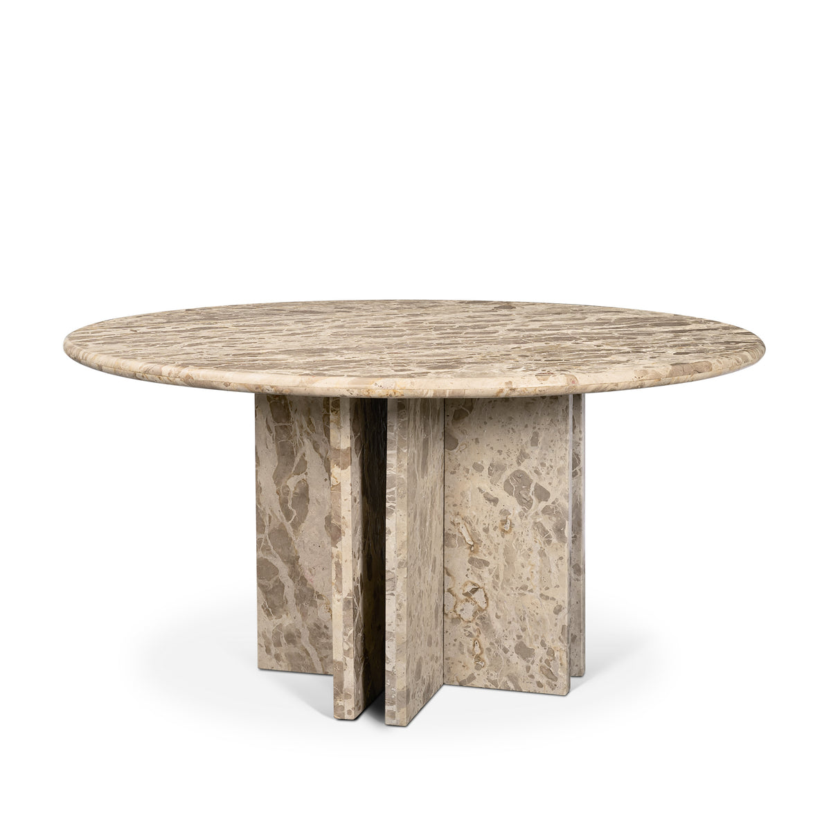 Rivaro Round Dining Table - Beige Marble Seats 6-Dining Tables-DECOROLALA