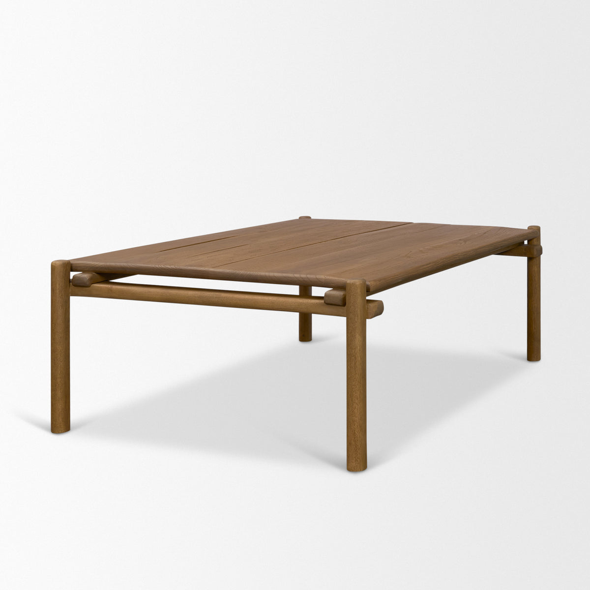 Riven Oak Wood Rectangular Coffee Table-Coffee Tables-DECOROLALA