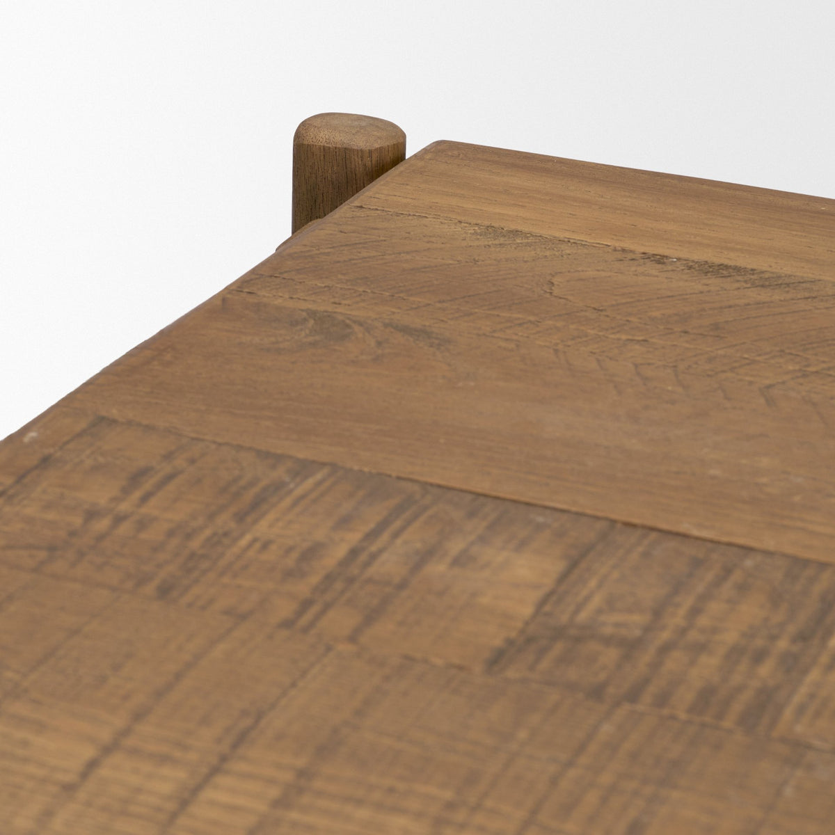 Riven Oak Wood Square Side Table-End and Side Tables-DECOROLALA