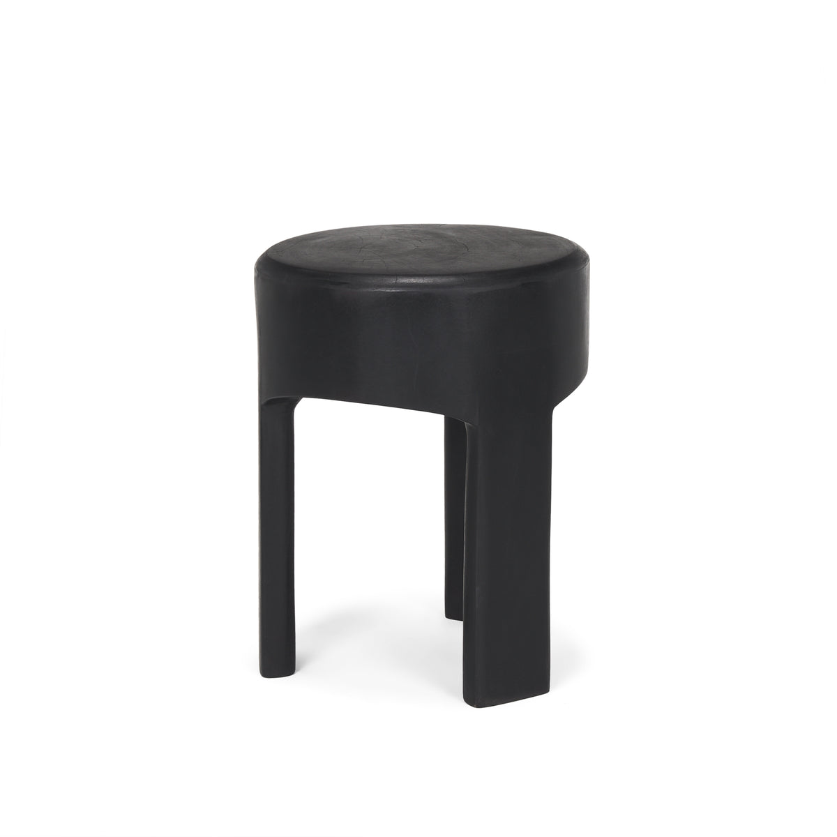 Riya Solid Black Wood Stool-Stools & Ottomans-DECOROLALA