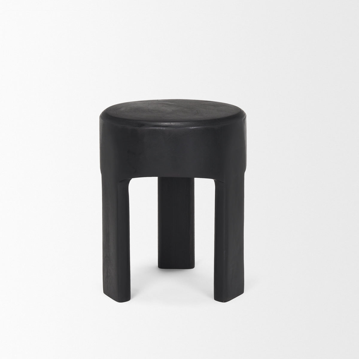 Riya Solid Black Wooden Stool-Stools & Ottomans-DECOROLALA