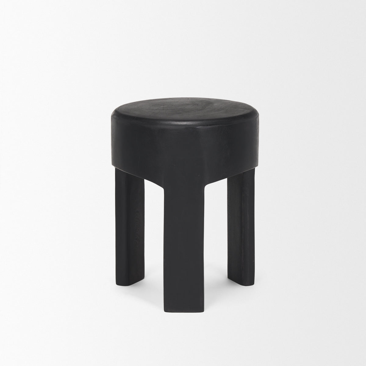 Riya Solid Black Wooden Stool-Stools & Ottomans-DECOROLALA