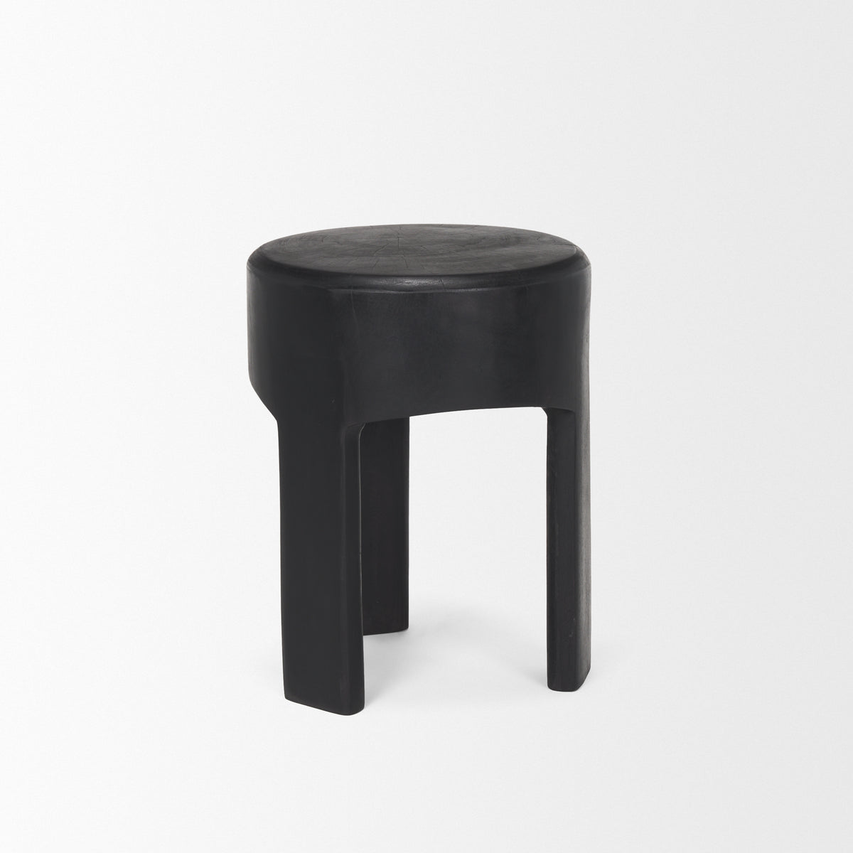 Riya Solid Black Wooden Stool-Stools & Ottomans-DECOROLALA