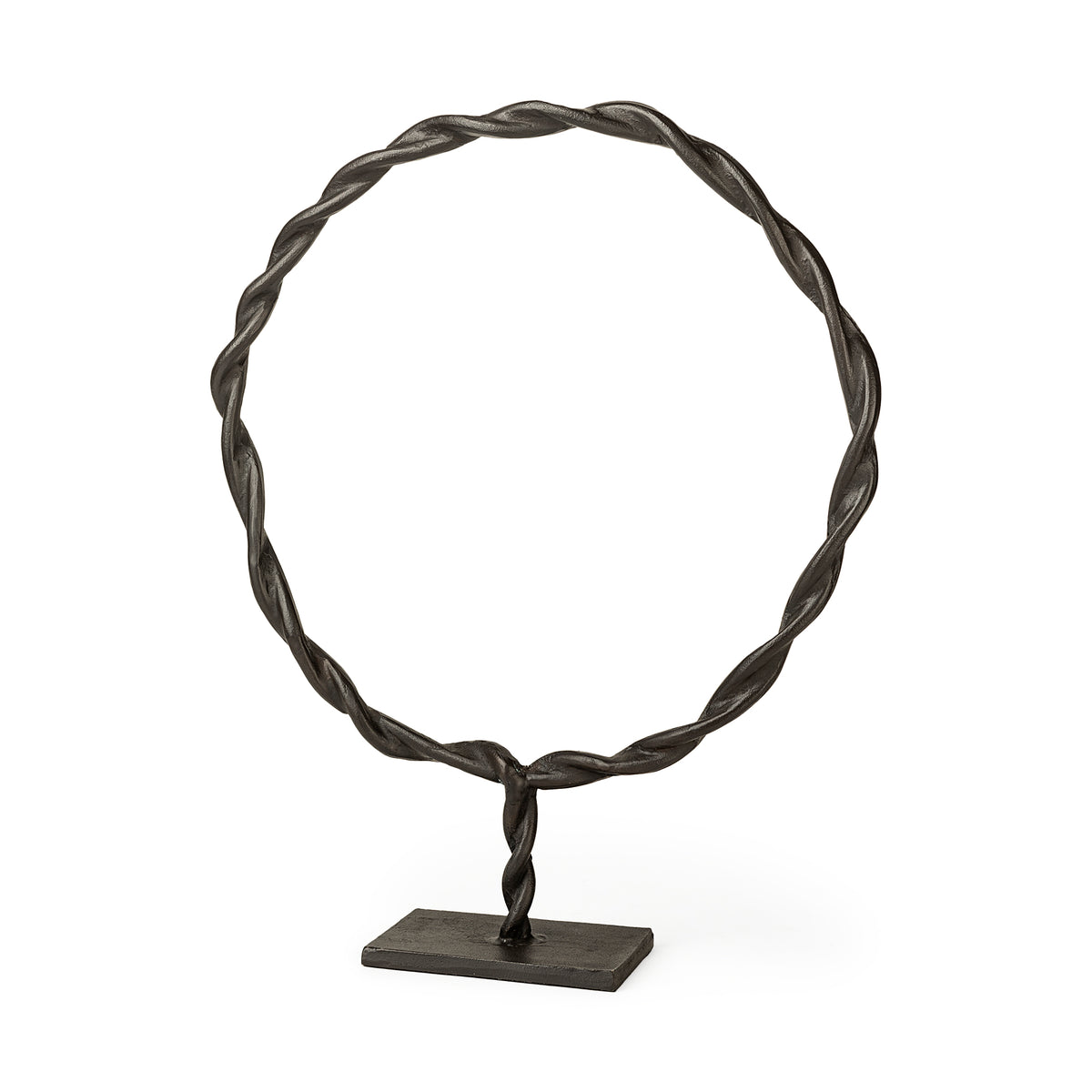 Rizwan (Large) Black Aluminum Braided Circular Object-Objects-DECOROLALA
