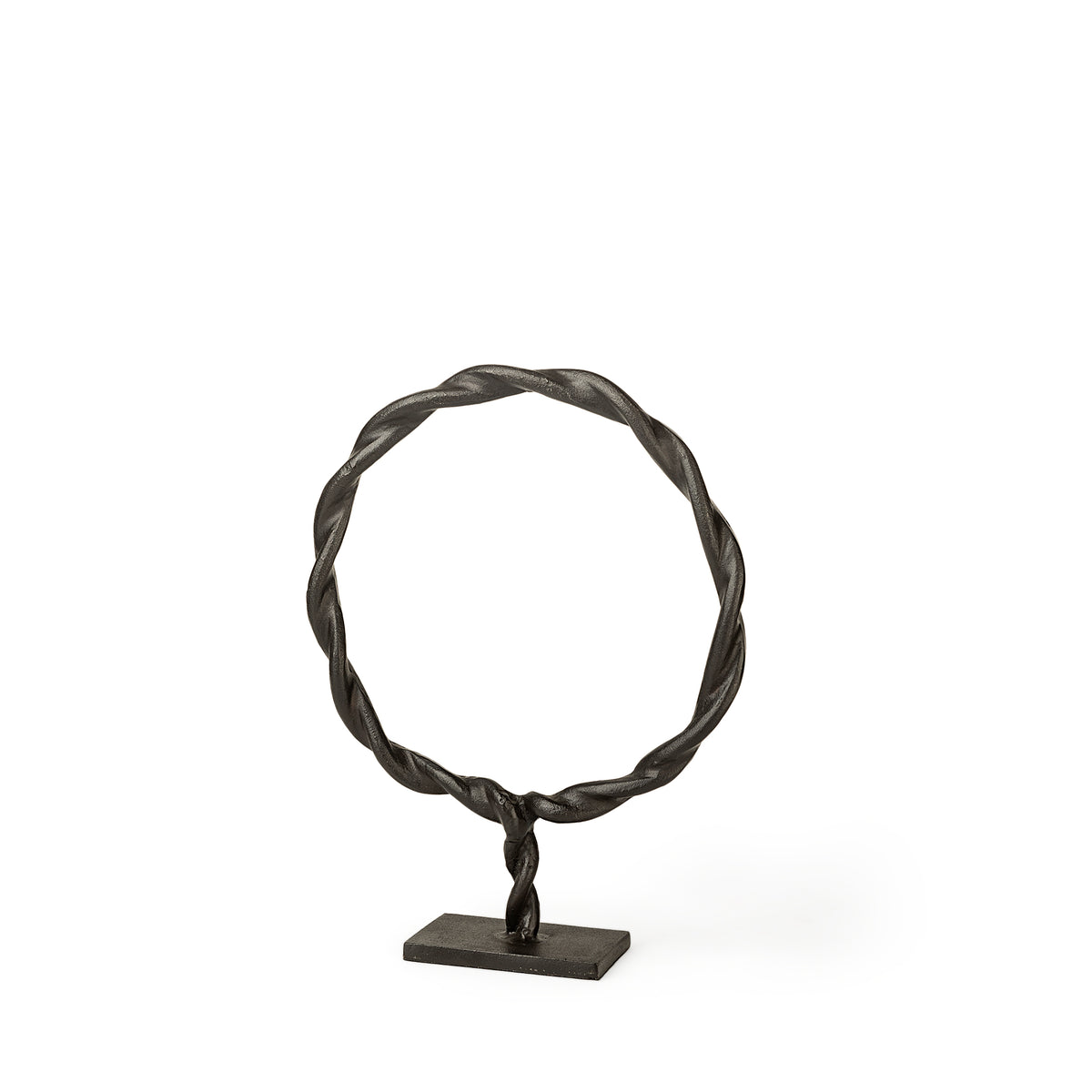 Rizwan Small Black Braided Aluminum Circular Sculpture-Decorative Objects-DECOROLALA