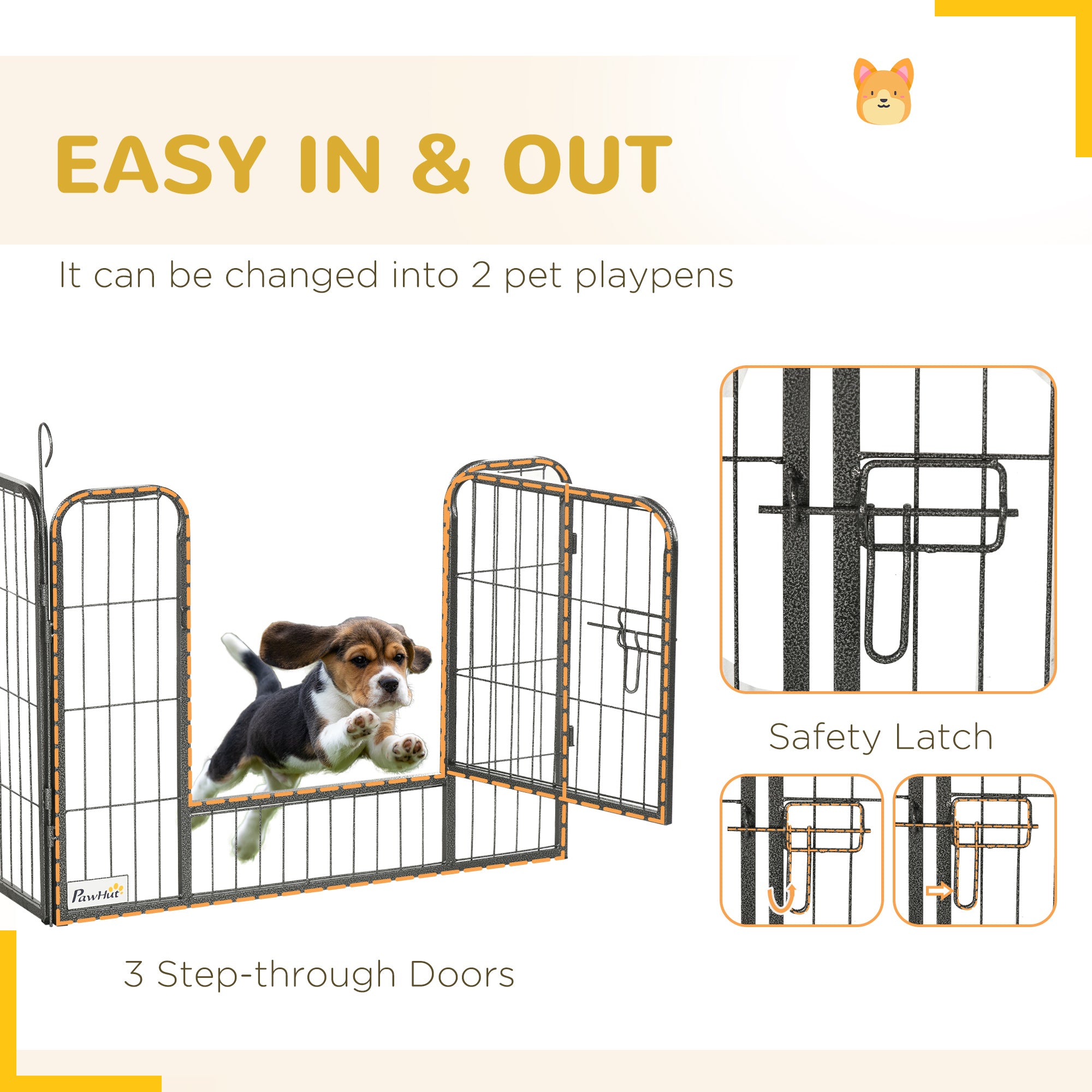 24 Panel 24" Height Heavy Duty Dog Playpen for Small Medium Dogs, Grey