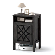 Robot Vacuum Storage Cabinet with Door and Open Shelf for Living Room Bedroom-Gray-Storage Cabinets & Chests-DECOROLALA