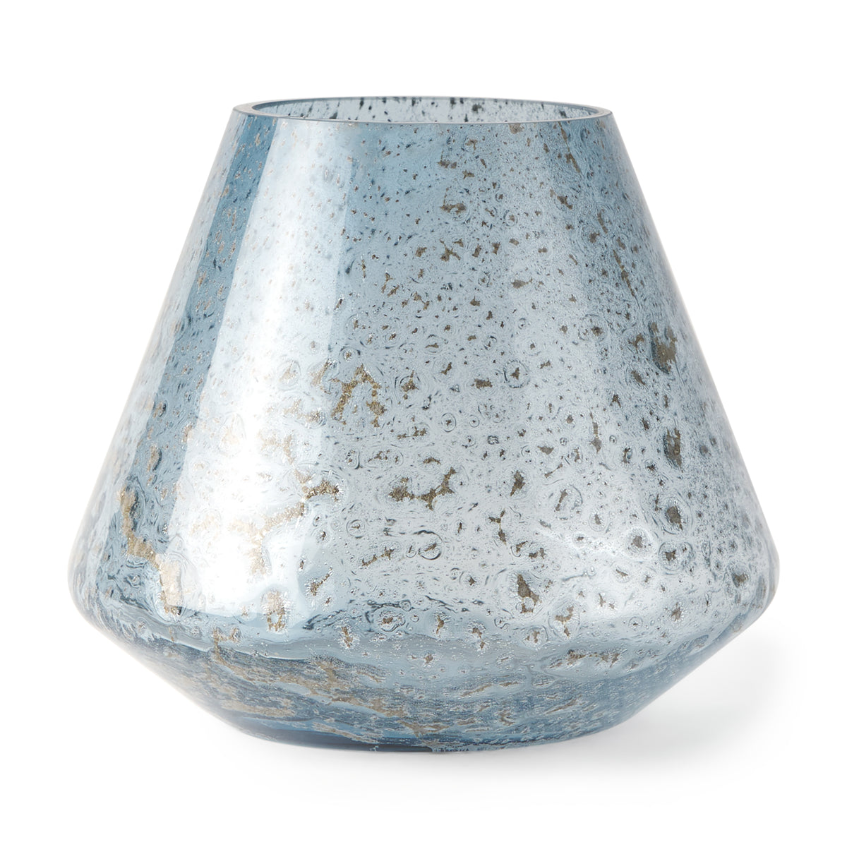 Robyn Short Blue Glass Vase-Vase-DECOROLALA