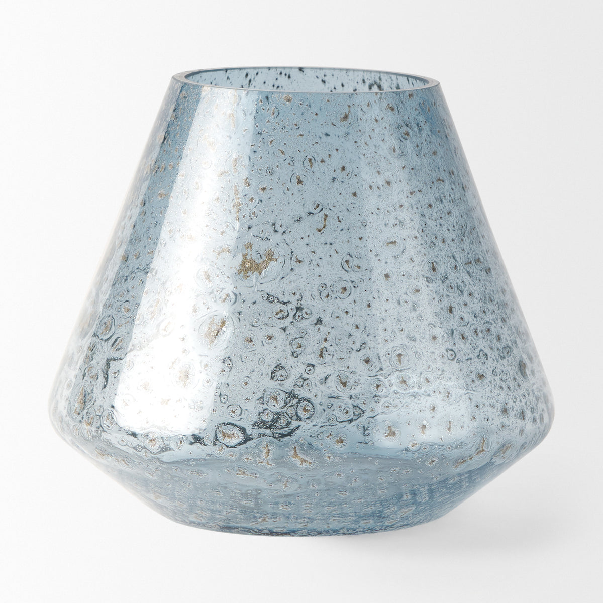 Robyn Short Blue Glass Vase-Vase-DECOROLALA