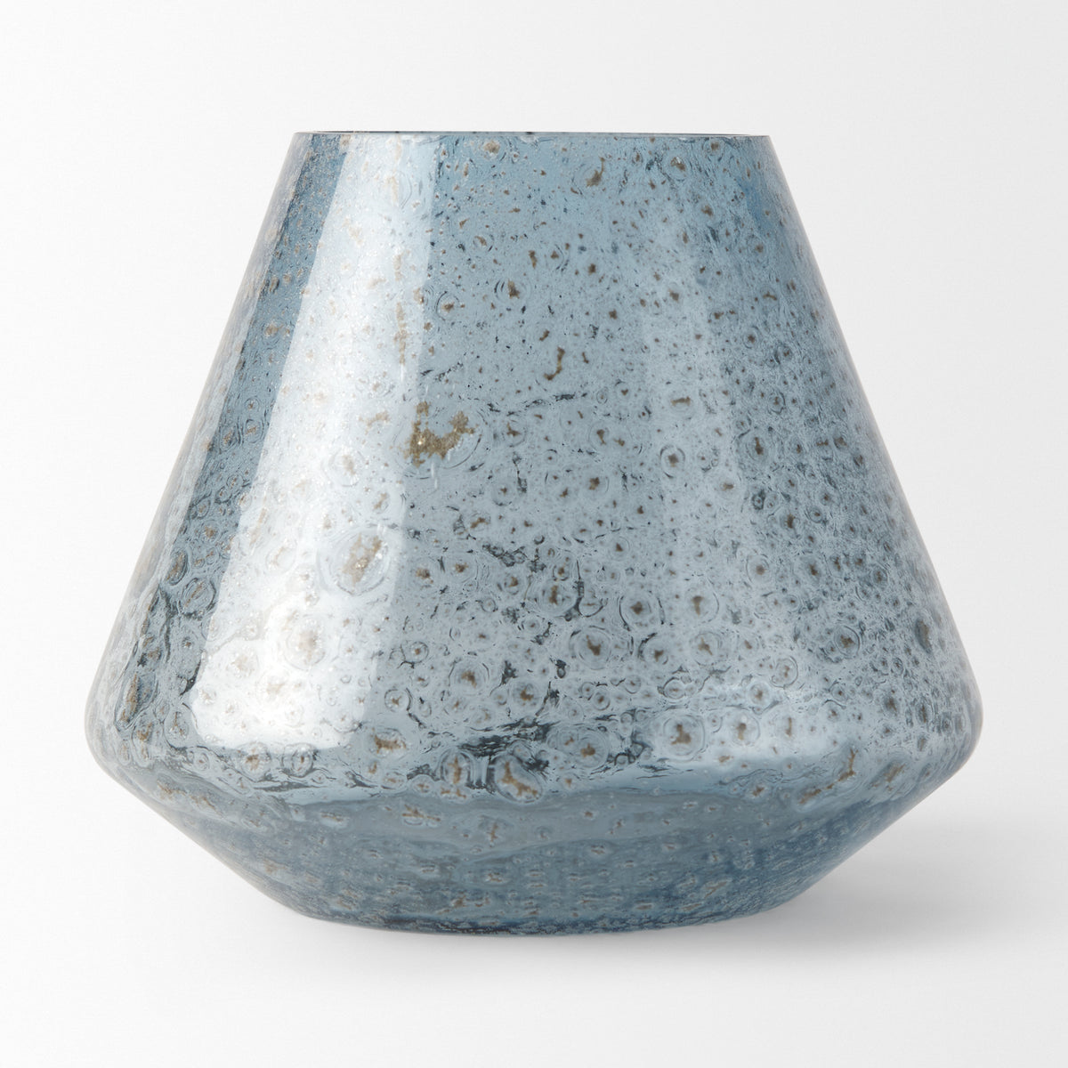 Robyn Short Blue Glass Vase-Vase-DECOROLALA