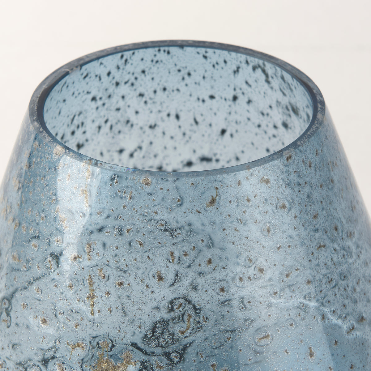 Robyn Short Blue Glass Vase-Vase-DECOROLALA