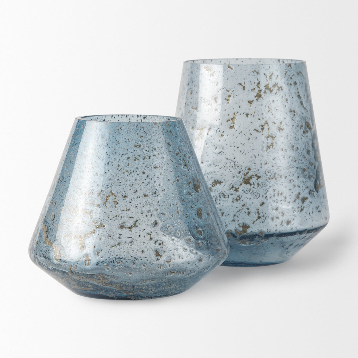 Robyn Tall Blue Glass Vase-Vase-DECOROLALA