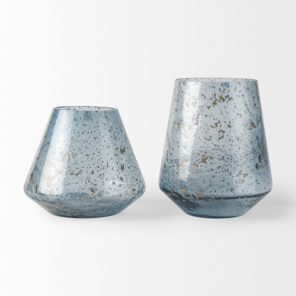 Robyn Tall Blue Glass Vase-Vase-DECOROLALA