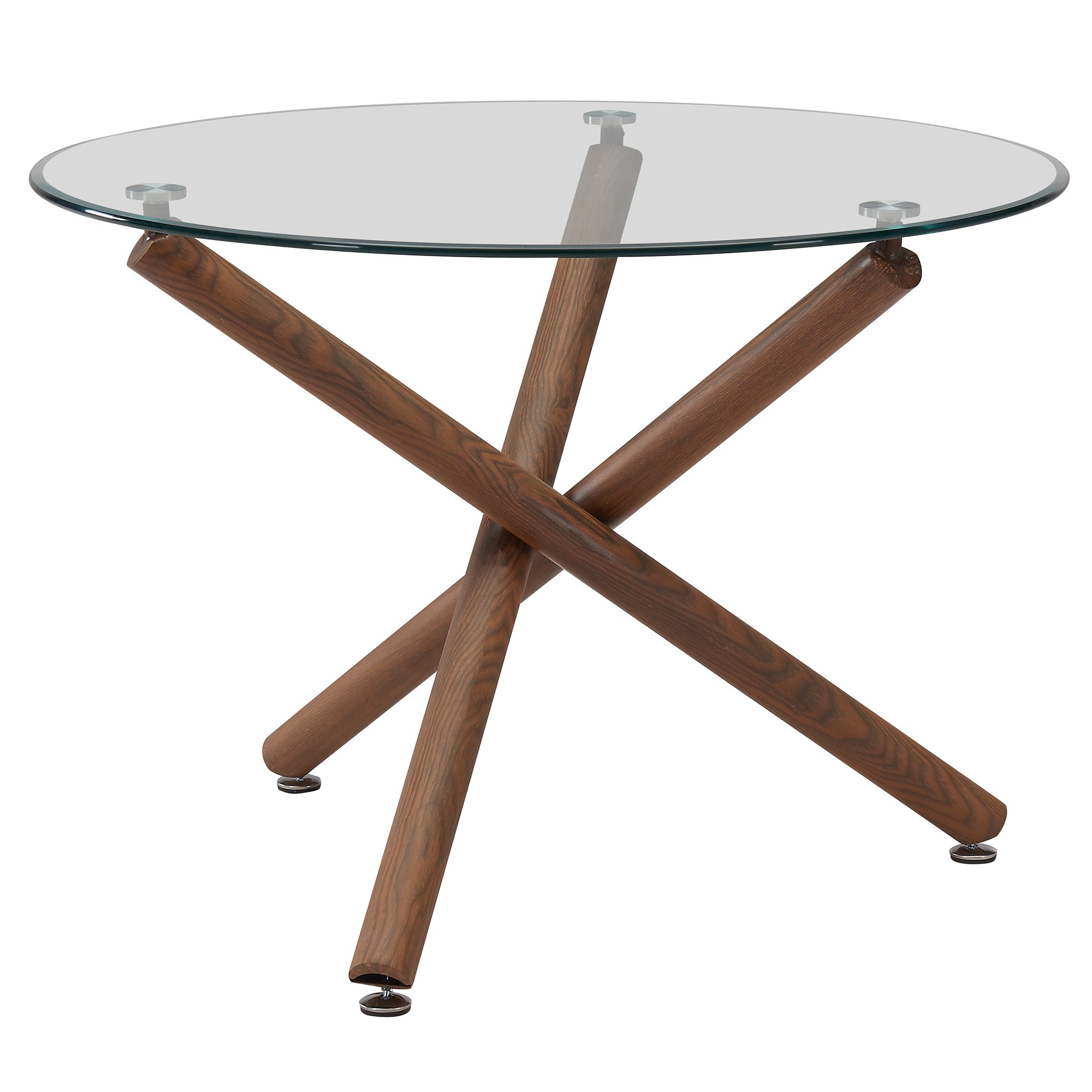 Rocca Dining Table - 40" Round Walnut Finish Glass Top-DECOROLALA