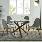 Rocca Lyna 5-Piece Dining Set - Glass Top Walnut Finish Legs-DECOROLALA