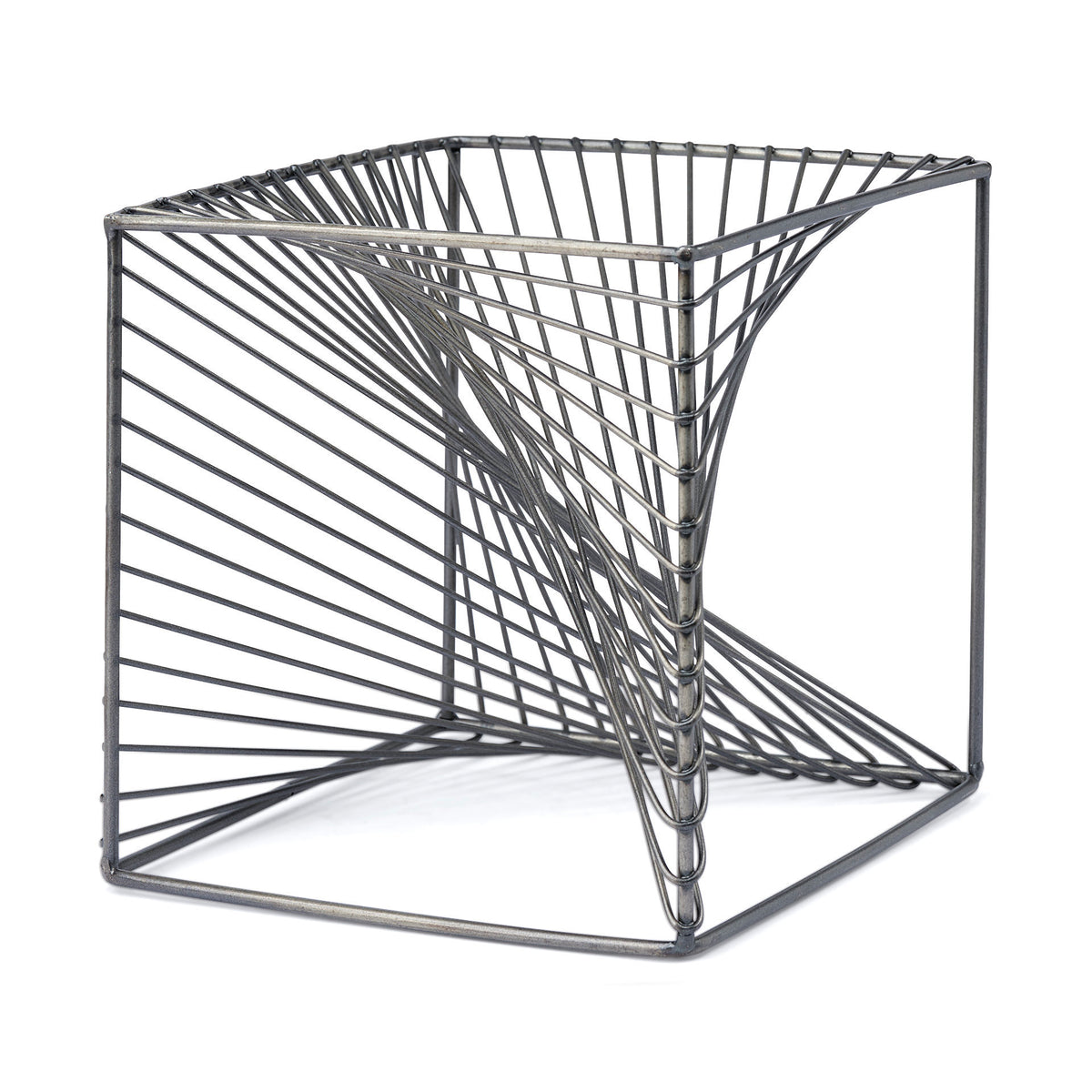 Rochon 8L x 8W Gray Metal Decorative Cube-Objects-DECOROLALA