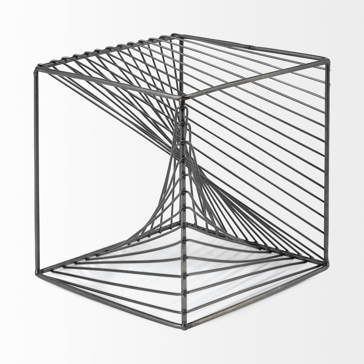 Rochon 8L x 8W Gray Metal Decorative Cube-Objects-DECOROLALA