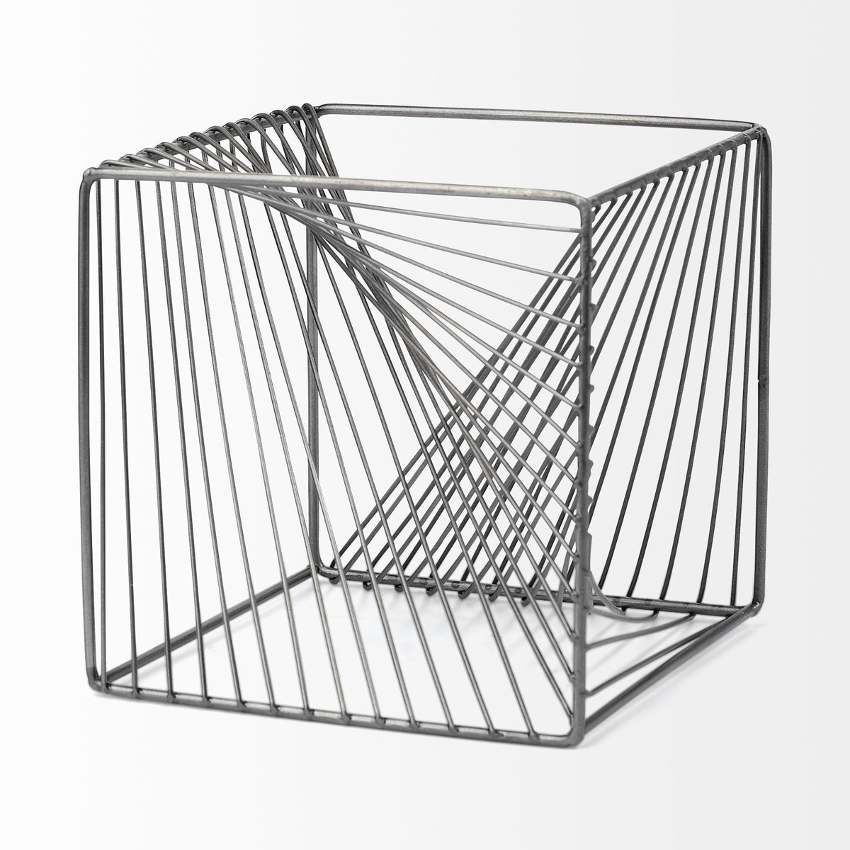 Rochon 8L x 8W Gray Metal Decorative Cube-Objects-DECOROLALA