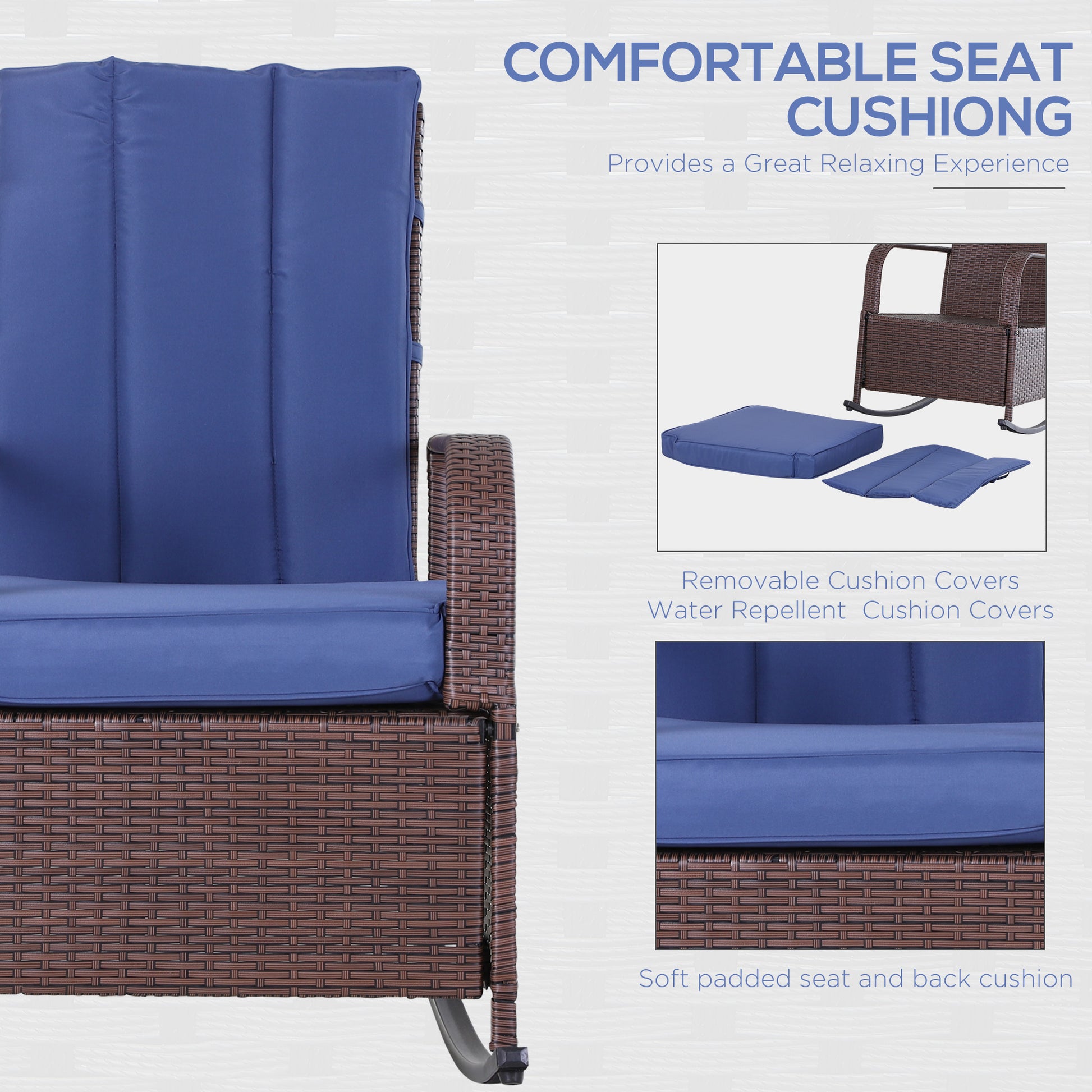 Rocking Recliner Chair - Dark Blue Wicker-DECOROLALA