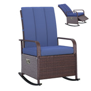 Rocking Recliner Chair - Dark Blue Wicker-DECOROLALA