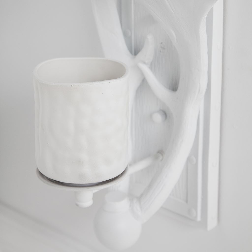 Rockland 8x19.5 White Resin Antlers Wall Sconce-Wall Sconces-DECOROLALA