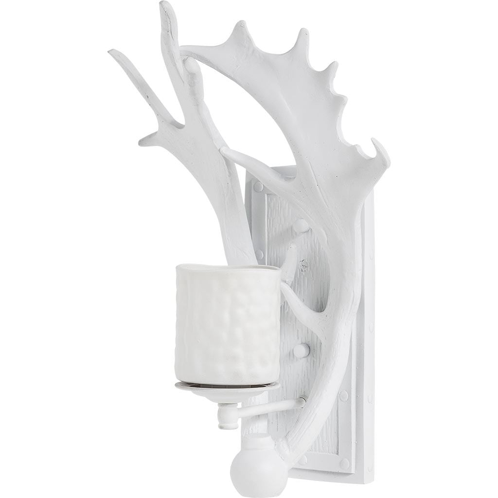 Rockland White Resin Antlers Wall Sconce-Wall Sconces-DECOROLALA