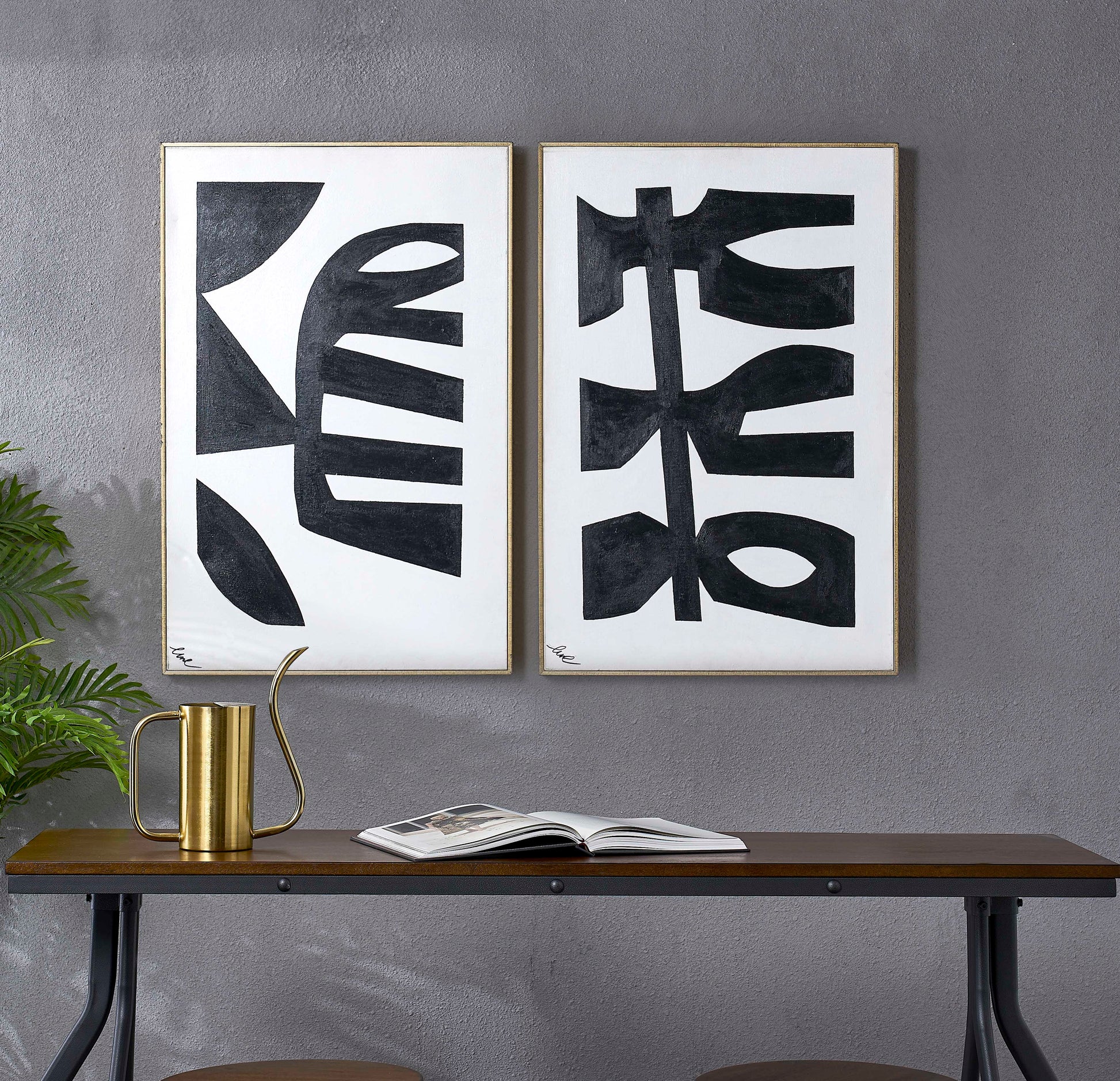 Rockwell 24" Wide Canvas Art, Black-Canvas Art-DECOROLALA