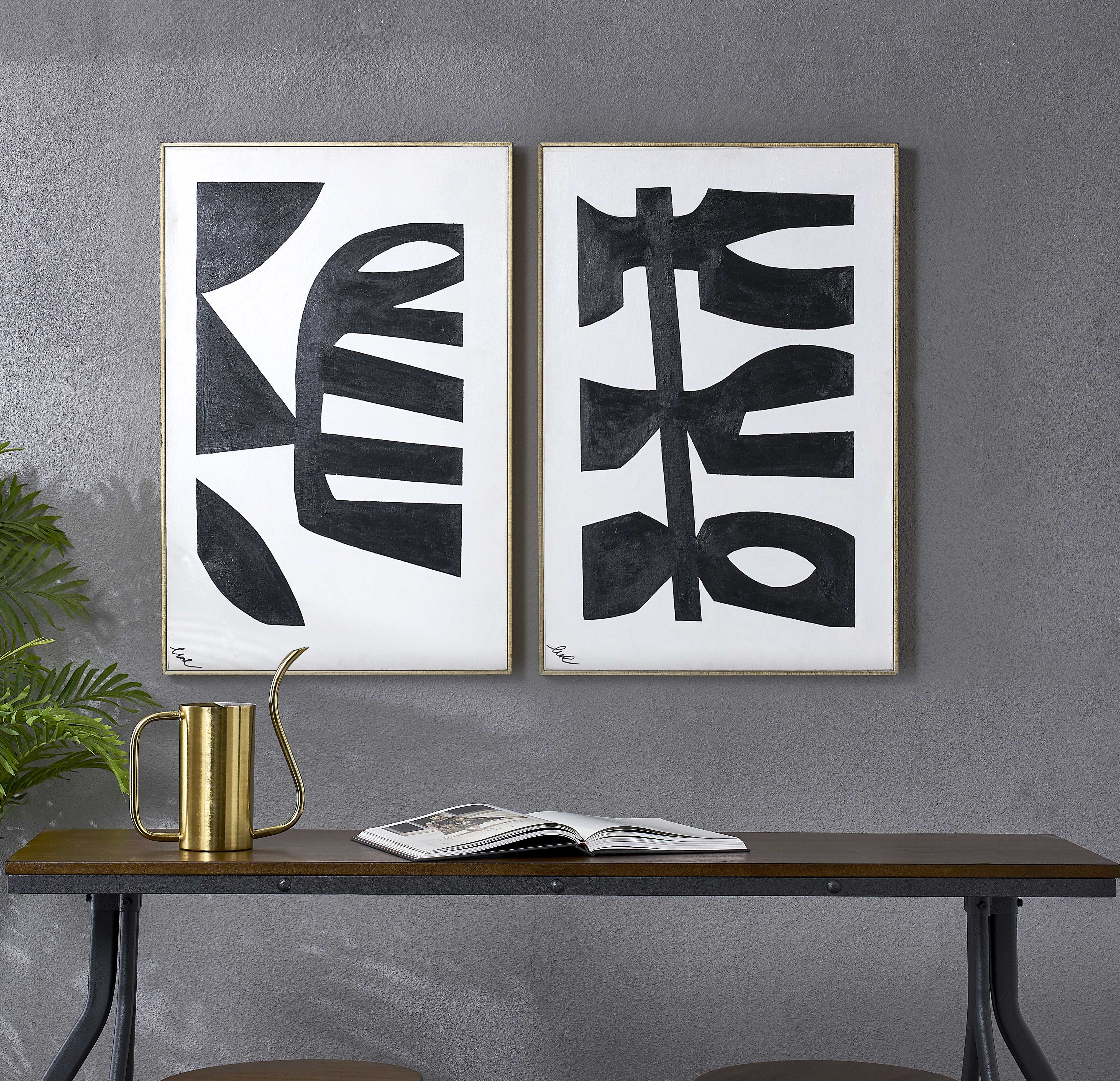 Rockwell 24" Wide Canvas Art, Black-Canvas Art-DECOROLALA