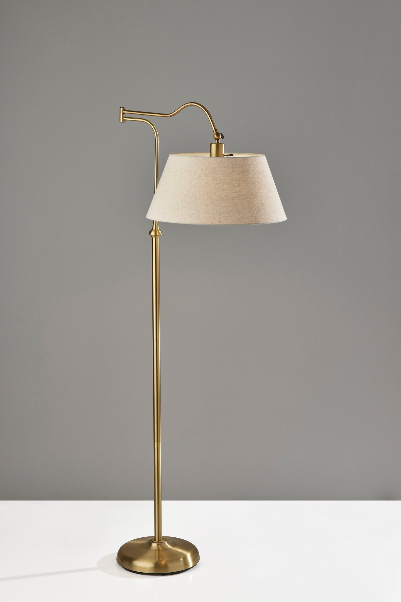 Rodeo Floor Lamp Swing Arm - Brass Cream-Lighting-DECOROLALA