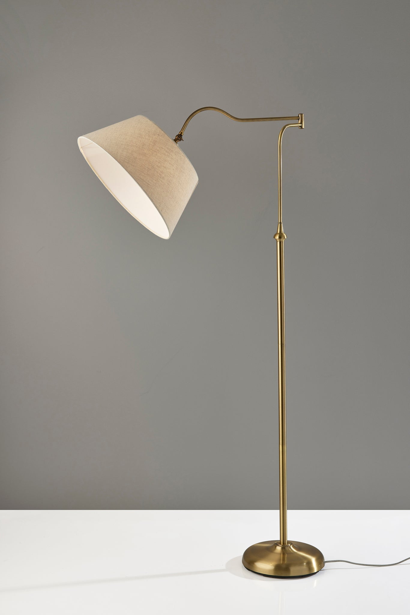 Rodeo Floor Lamp Swing Arm - Brass Cream-Lighting-DECOROLALA