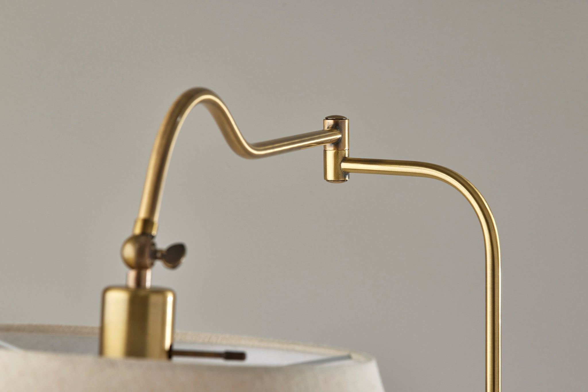 Rodeo Floor Lamp Swing Arm - Brass Cream-Lighting-DECOROLALA