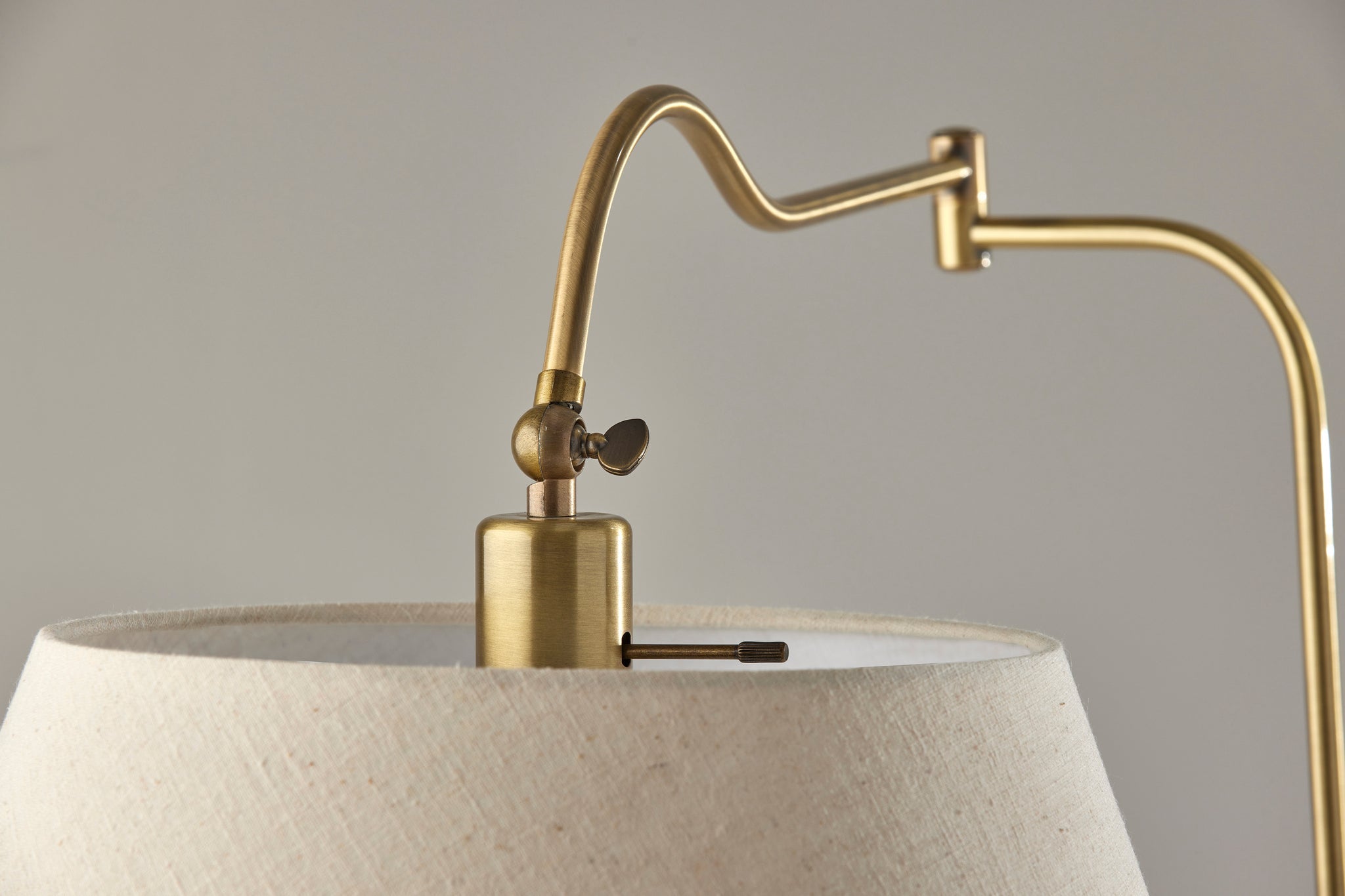 Rodeo Floor Lamp Swing Arm - Brass Cream-Lighting-DECOROLALA