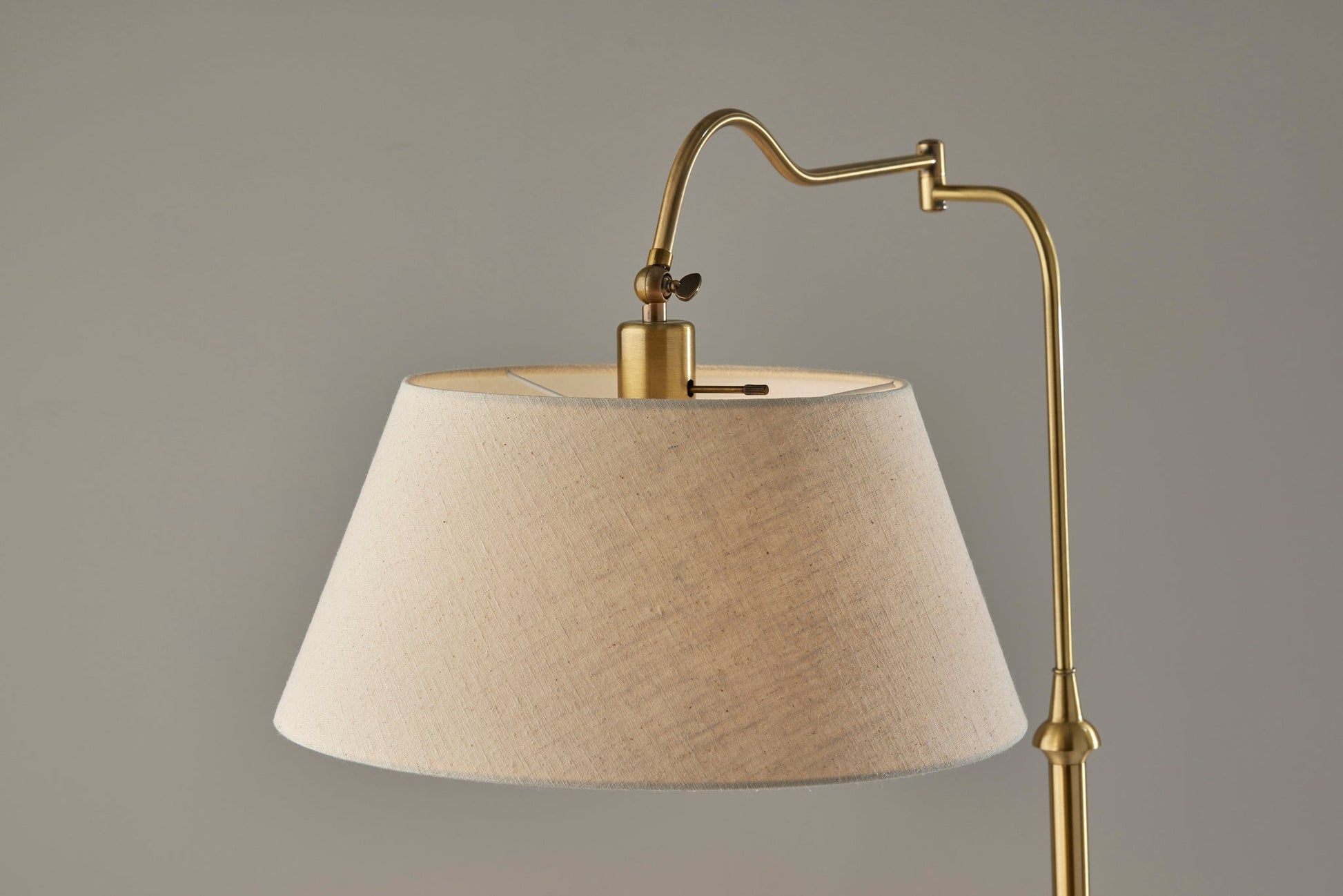 Rodeo Floor Lamp Swing Arm - Brass Cream-Lighting-DECOROLALA