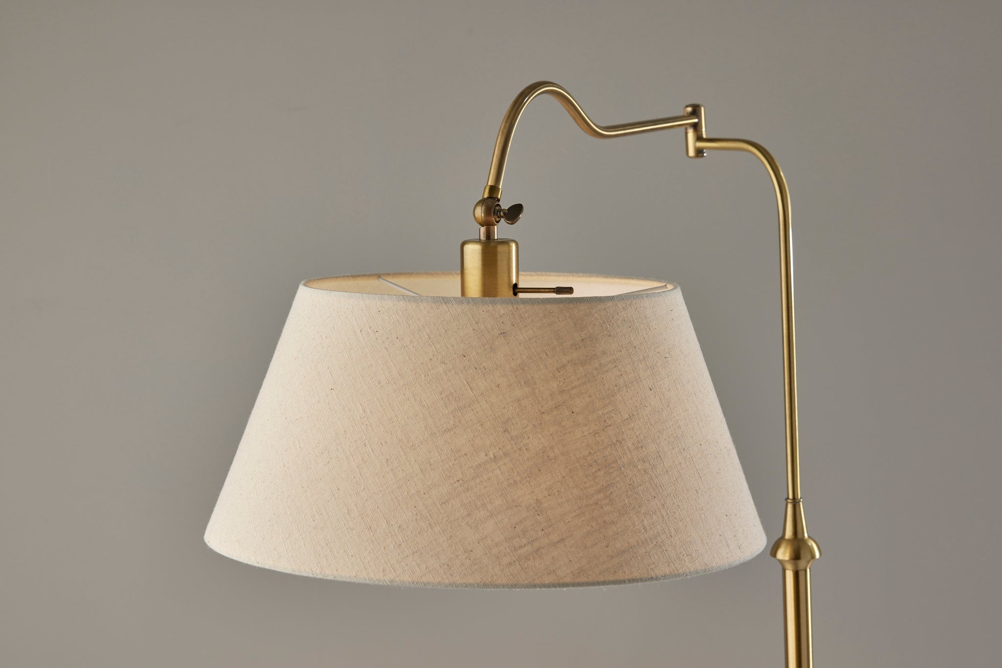 Rodeo Floor Lamp Swing Arm - Brass Cream-Lighting-DECOROLALA