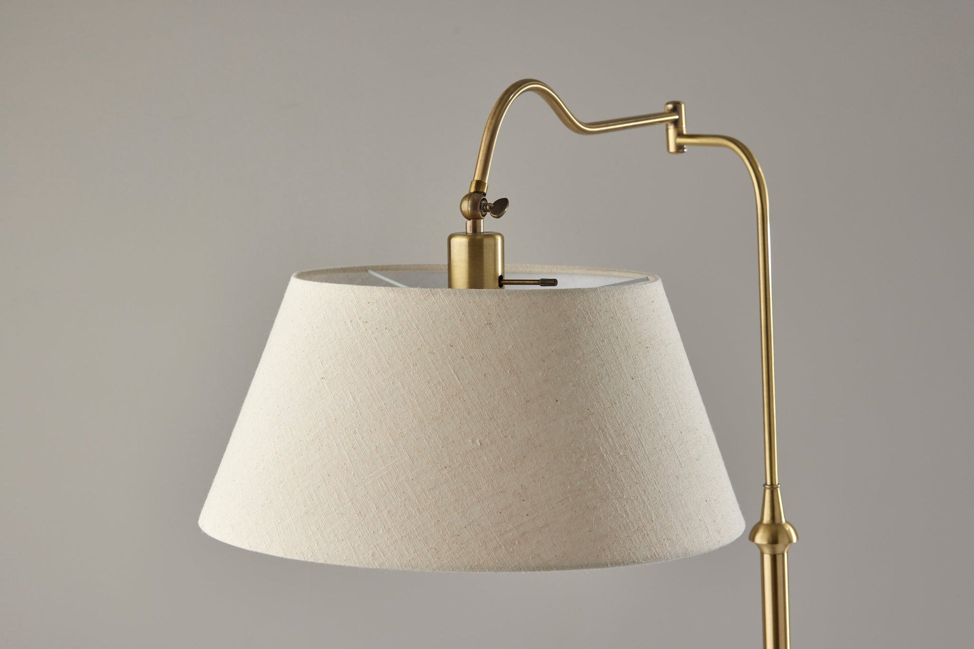 Rodeo Floor Lamp Swing Arm - Brass Cream-Lighting-DECOROLALA