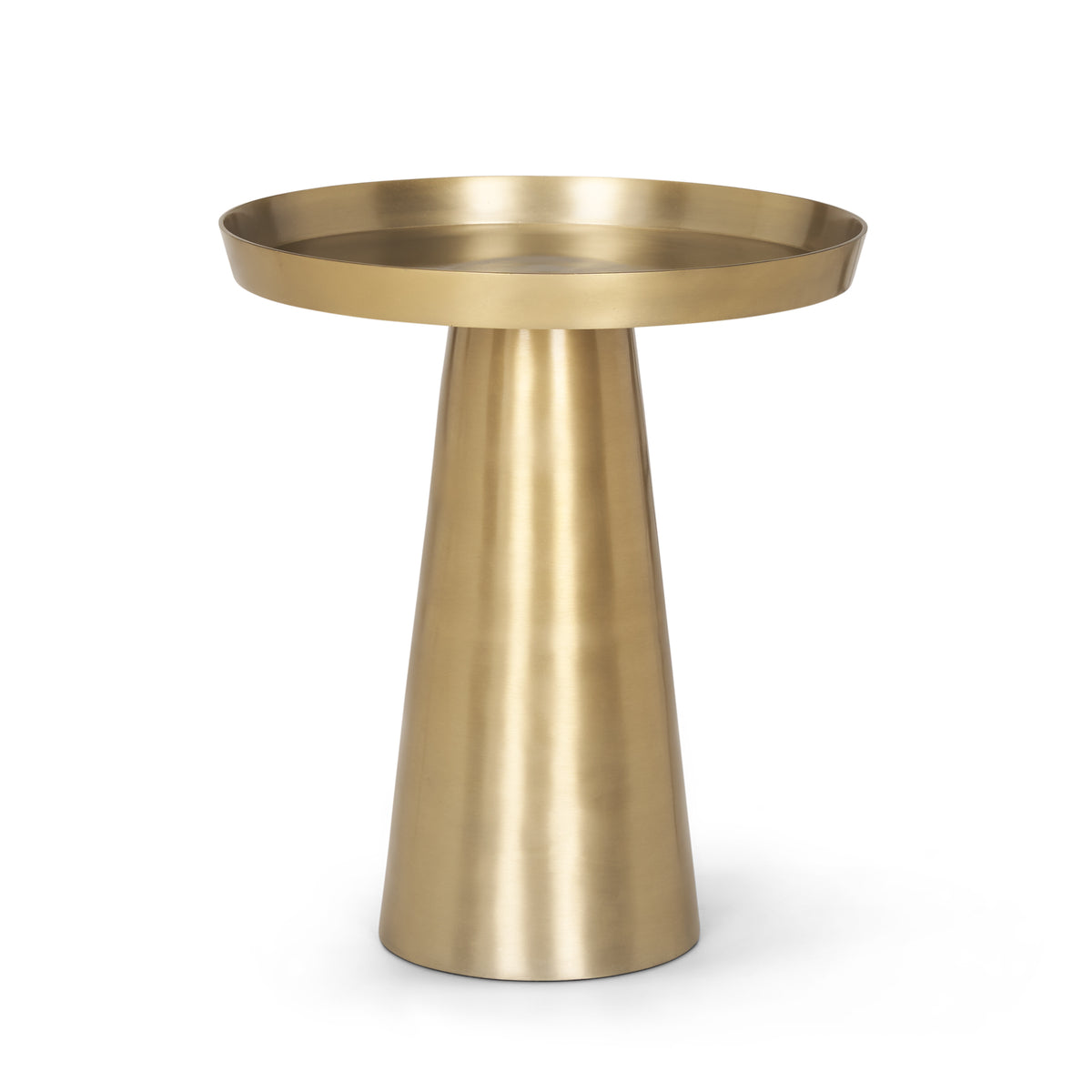 Roland Satin Brass Cast Aluminum Metal Accent Table-Accent Tables-DECOROLALA
