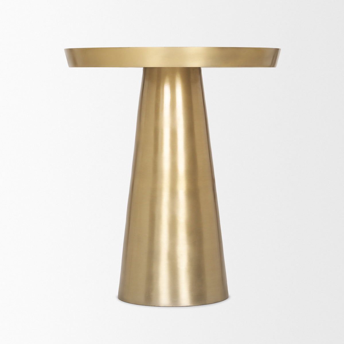 Roland Satin Brass Cast Aluminum Metal Accent Table-Accent Tables-DECOROLALA