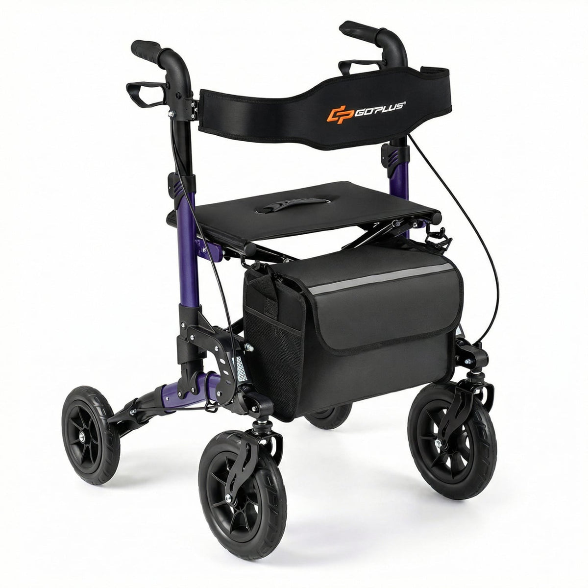 Rollator Walker for Seniors Folding Rolling Walker with Seat-Purple-Walkers & Rollators-DECOROLALA