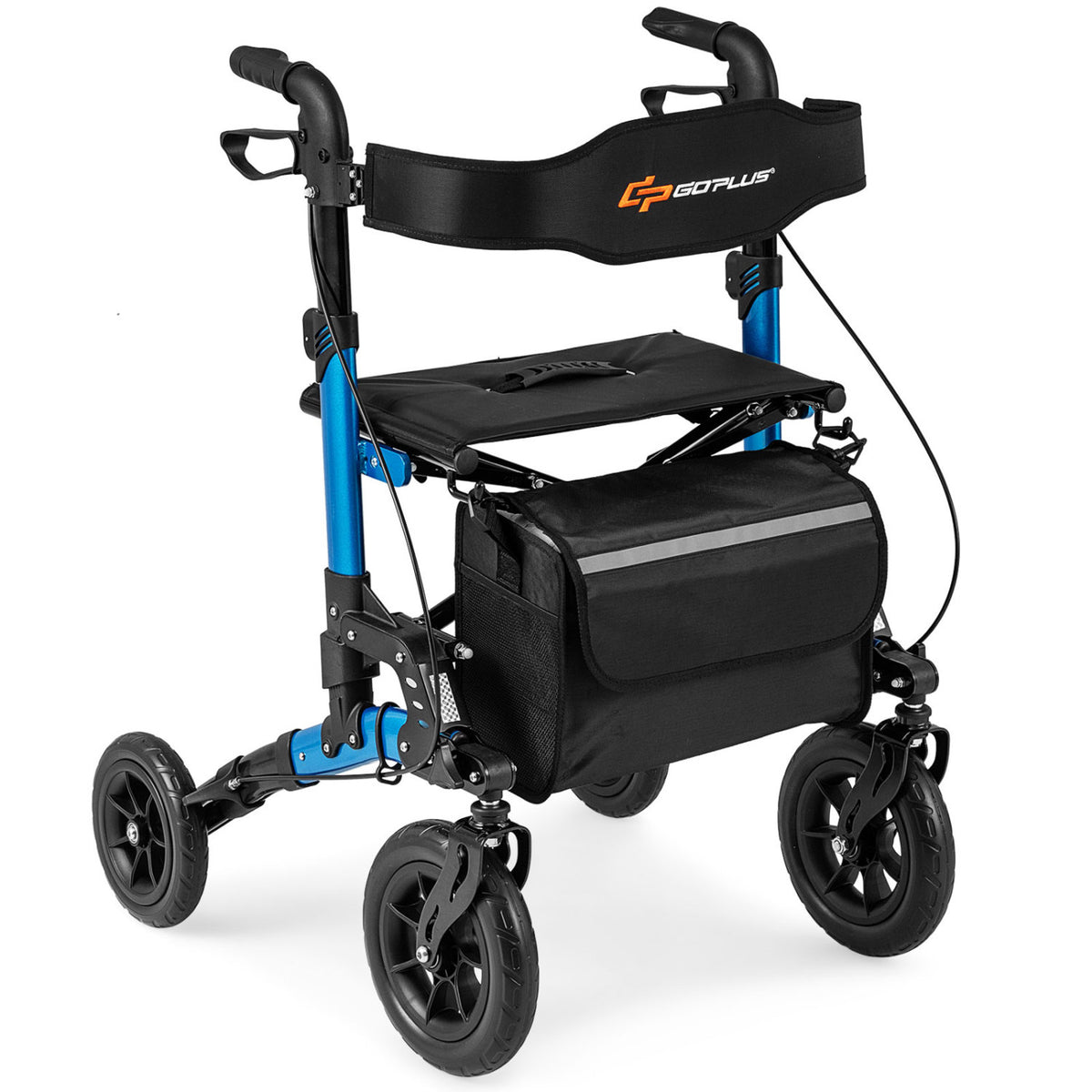 Rollator Walker for Seniors Folding Rolling Walker with Seat-Red-Walkers & Rollators-DECOROLALA