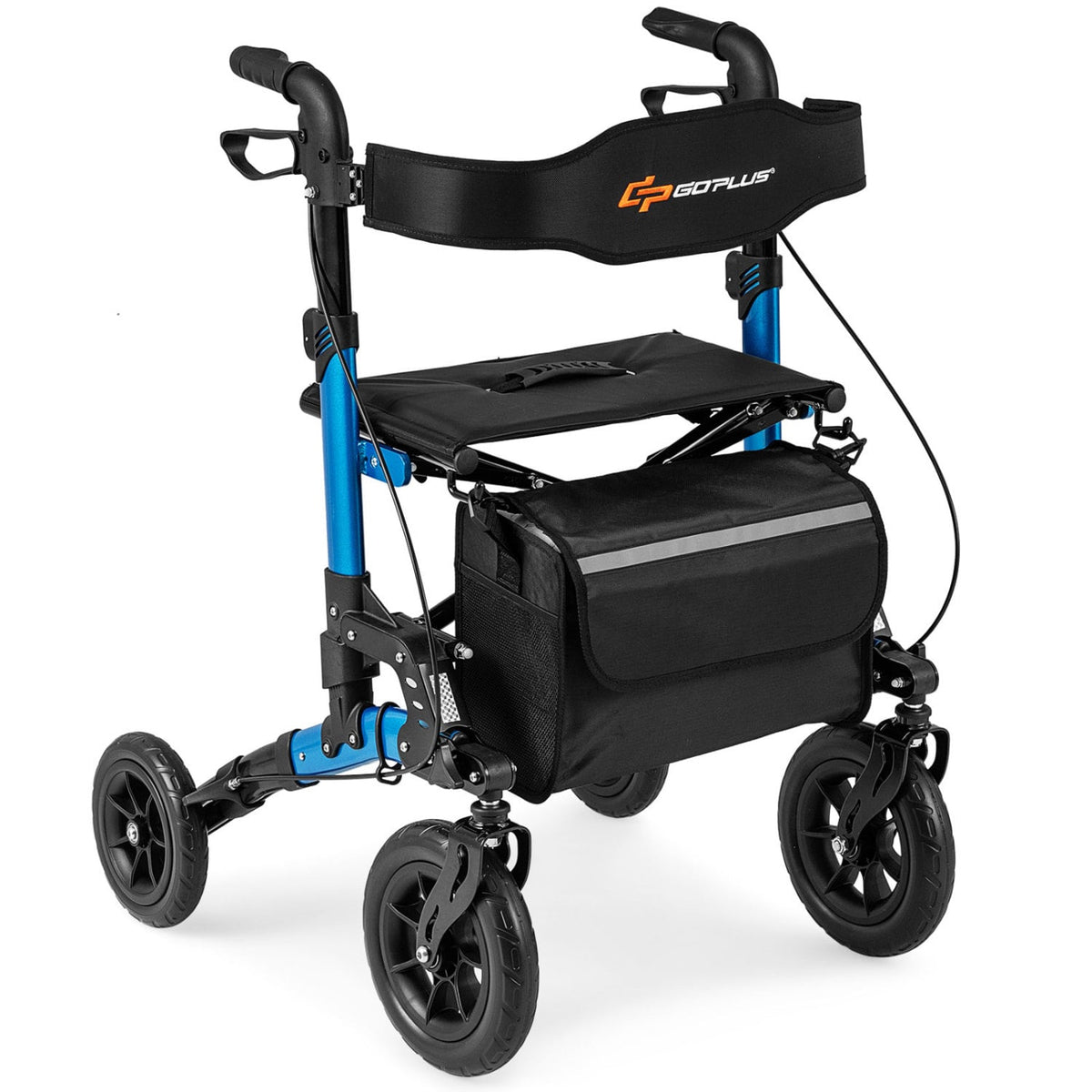 Rollator Walker for Seniors Folding Rolling Walker with Seat-Red-Walkers & Rollators-DECOROLALA
