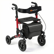 Rollator Walker for Seniors Folding Rolling Walker with Seat-Red-Walkers & Rollators-DECOROLALA