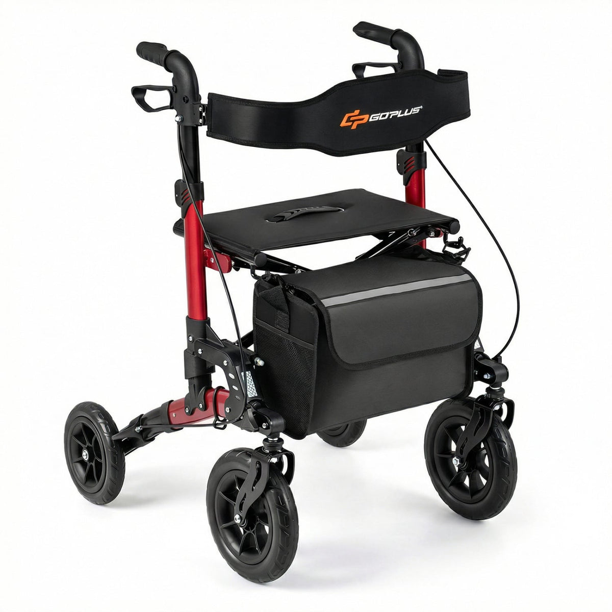 Rollator Walker for Seniors Folding Rolling Walker with Seat-Red-Walkers & Rollators-DECOROLALA