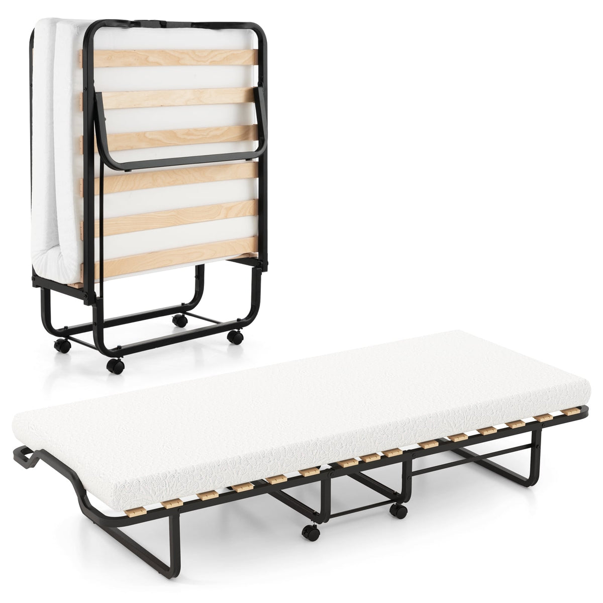 Rollaway Folding Bed with Memory Foam Mattress Made in Italy-Folding Beds-DECOROLALA