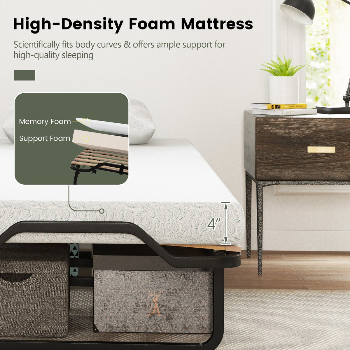 Rollaway Folding Bed with Memory Foam Mattress Made in Italy-Folding Beds-DECOROLALA