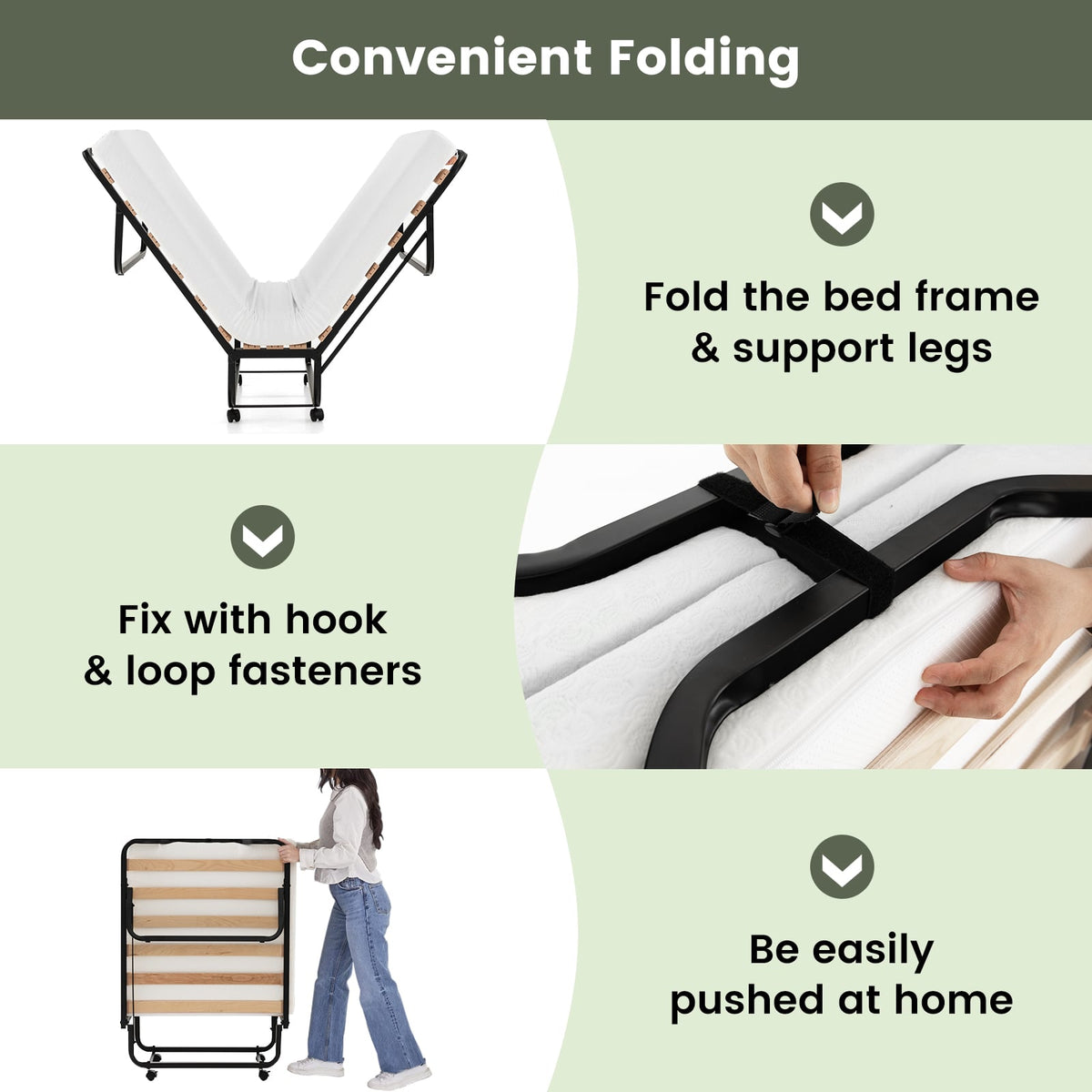 Rollaway Folding Bed with Memory Foam Mattress Made in Italy-Folding Beds-DECOROLALA