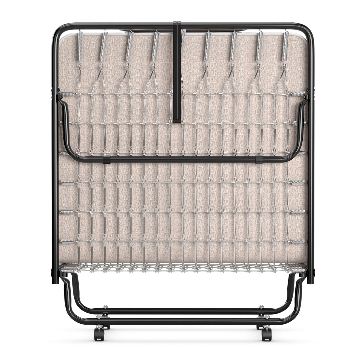 Rollaway Guest Bed with Sturdy Steel Frame and Memory Foam Mattress Made in Italy-Beige-Folding Beds-DECOROLALA