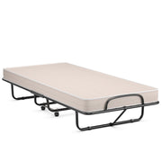 Rollaway Guest Bed with Sturdy Steel Frame and Memory Foam Mattress Made in Italy-Beige-Folding Beds-DECOROLALA