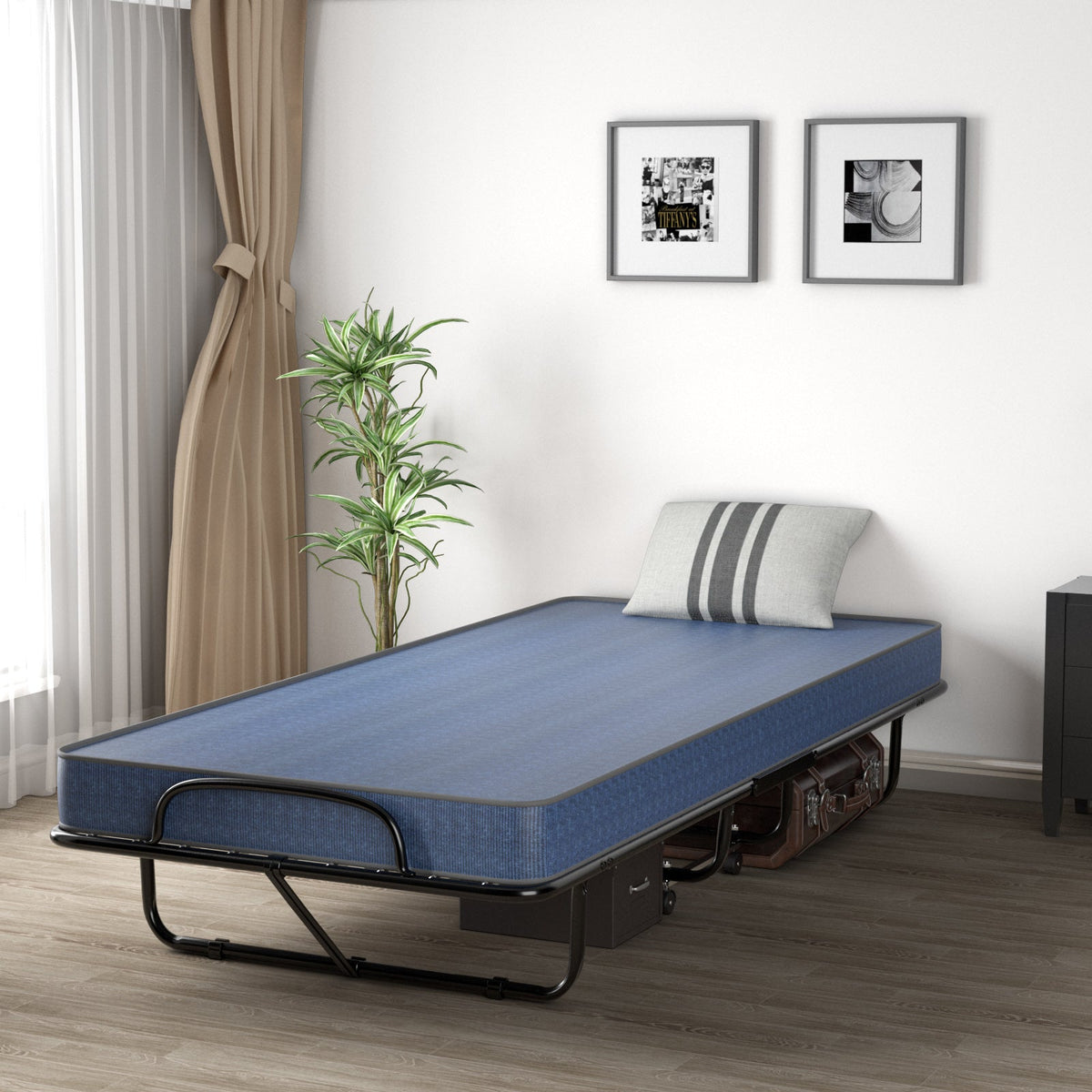 Rollaway Guest Bed with Sturdy Steel Frame and Memory Foam Mattress Made in Italy-Folding Beds-DECOROLALA