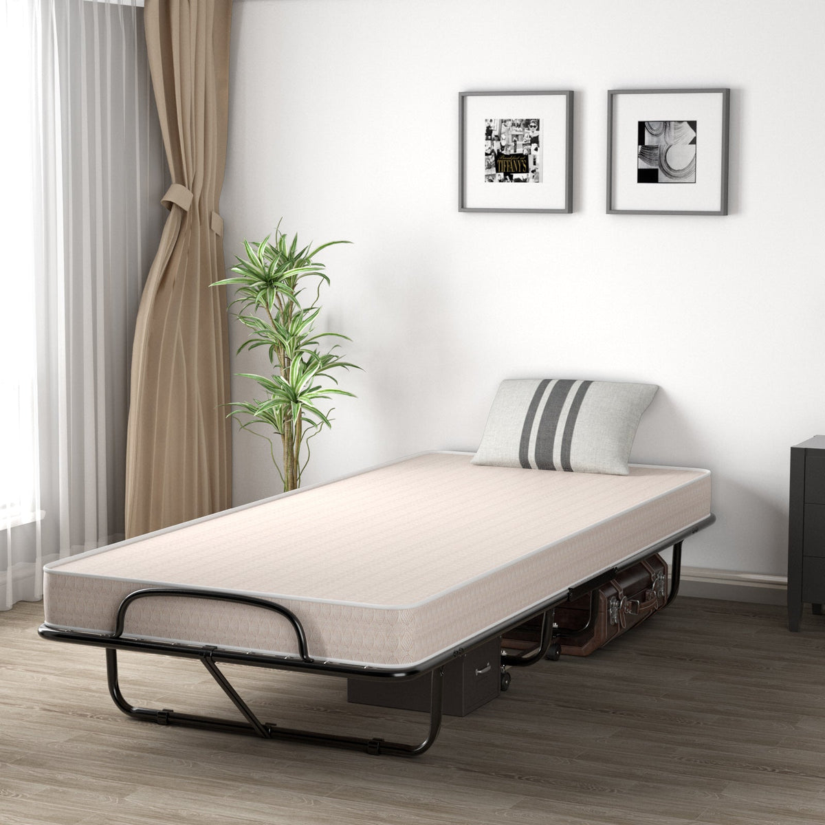 Rollaway Guest Bed with Sturdy Steel Frame and Memory Foam Mattress Made in Italy-Folding Beds-DECOROLALA