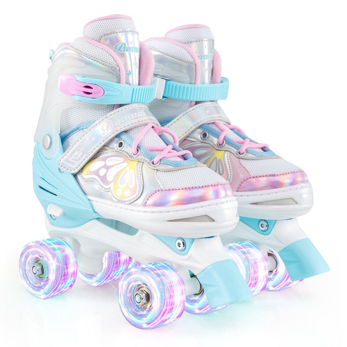 Patins à roulettes pour adolescents, réglables en 4 tailles avec roues lumineuses pour filles et garçons dès 13 ans